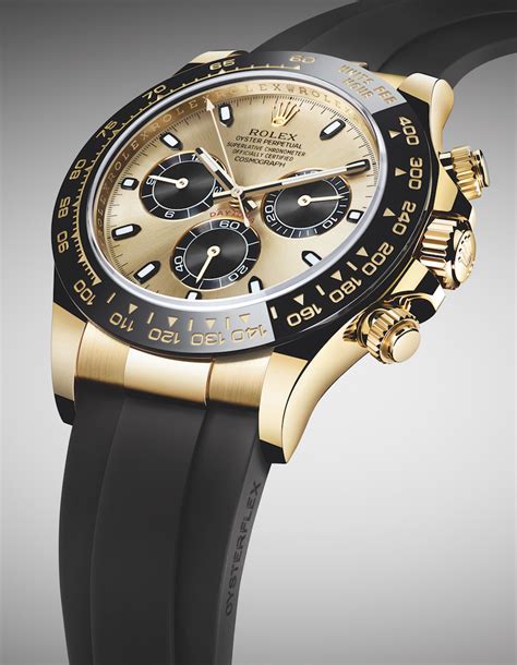 rolex cosmograph daytona watches in gold with oysterflex rubber strap|rolex daytona chronograph diamond.